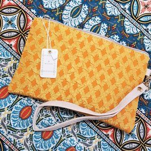 Wristlet, Pouch, Cosmetics Bag. Mustard Yellow. NWT